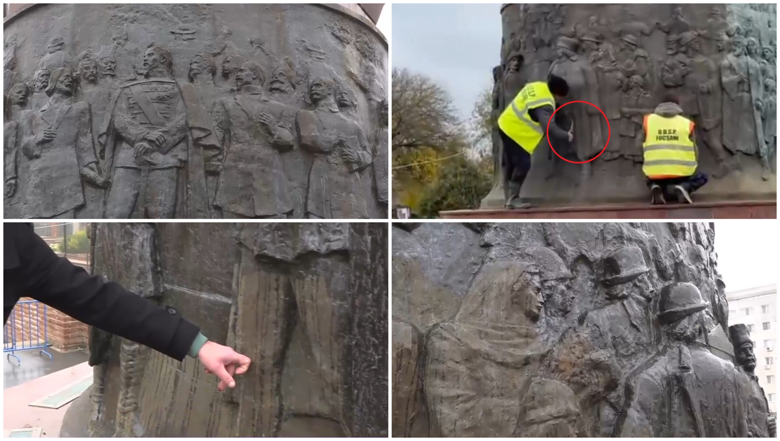 Situație uimitoare în Focșani: Un monument din bronz a fost curățat cu perii de sârmă, iar muncitorii au primit plângere penală.