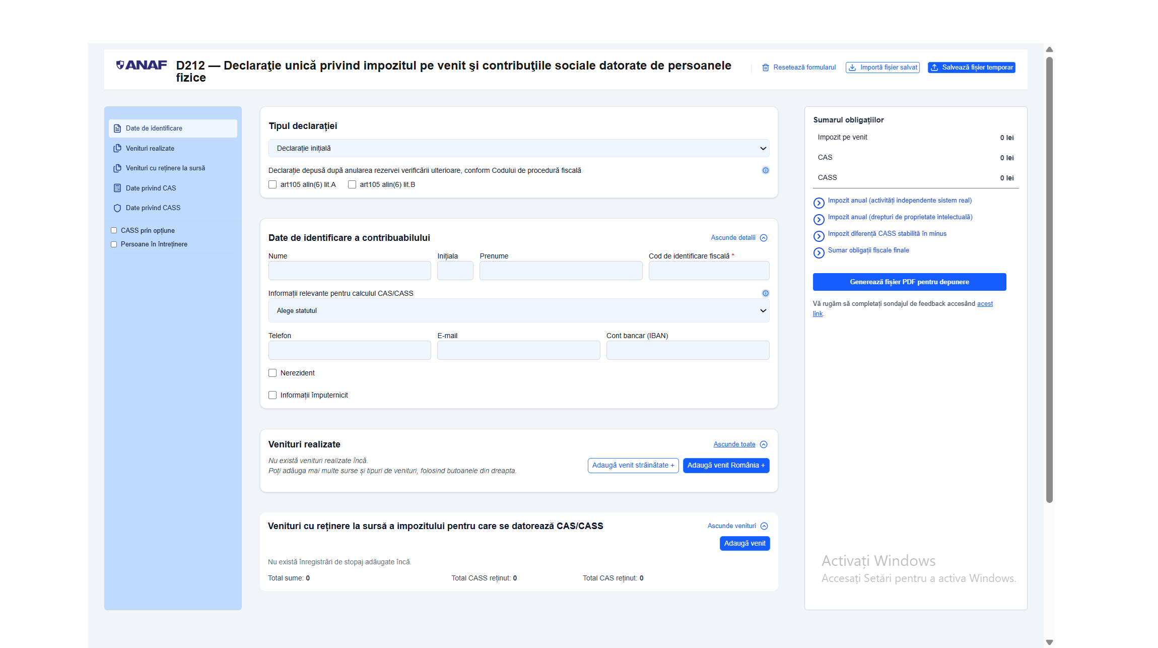 Declarația Unică 2026: ANAF a lansat formularul 212 pentru completare online direct în browser, referitor la PFA, crypto, chirii și altele. A fost emis și ordinul ANAF cu procedura pentru Declarația Unică precompletată.