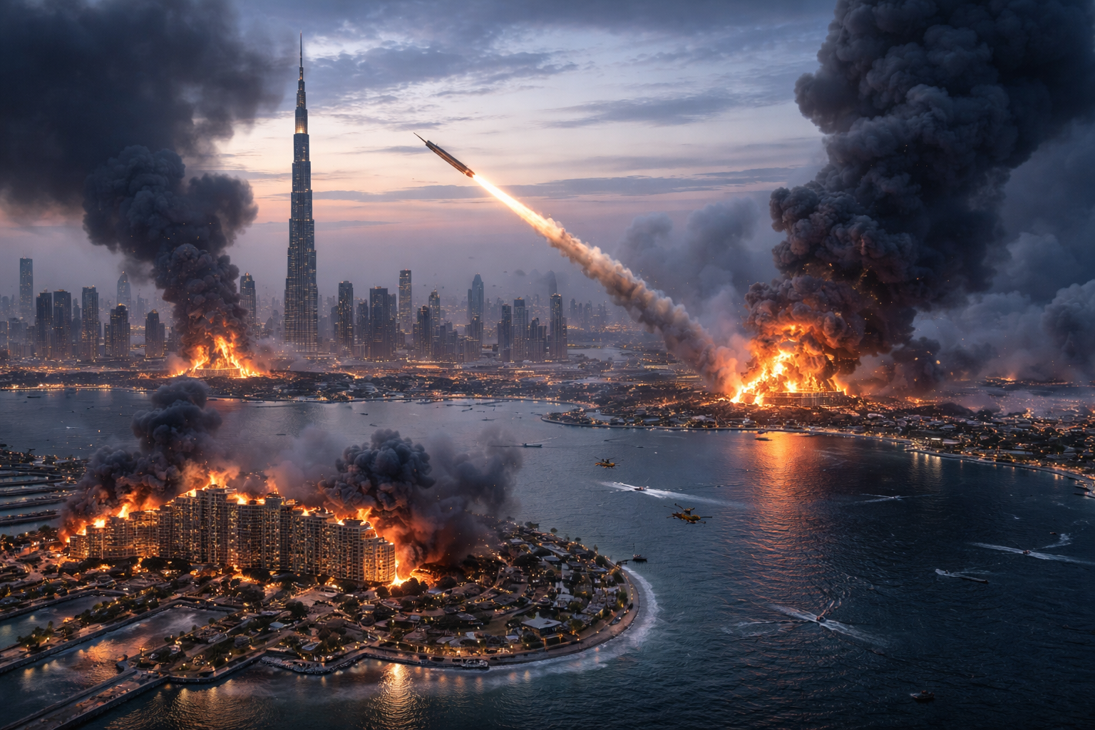 BREAKING — Atac fără precedent al Iranului. Explozii în Dubai, Abu Dhabi și Riad. Un hotel de pe Palm Jumeirah a luat foc după o interceptare