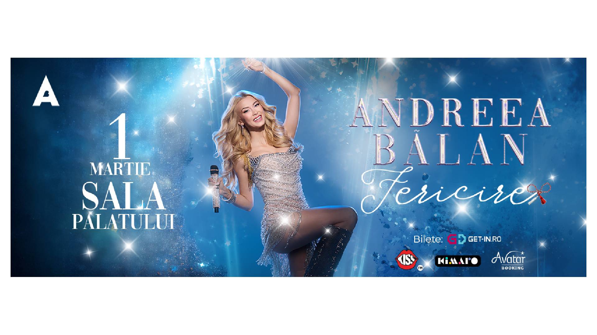 Andreea Bălan sărbătorește „Fericirea” la Sala Palatului cu ocazia Mărțișorului.