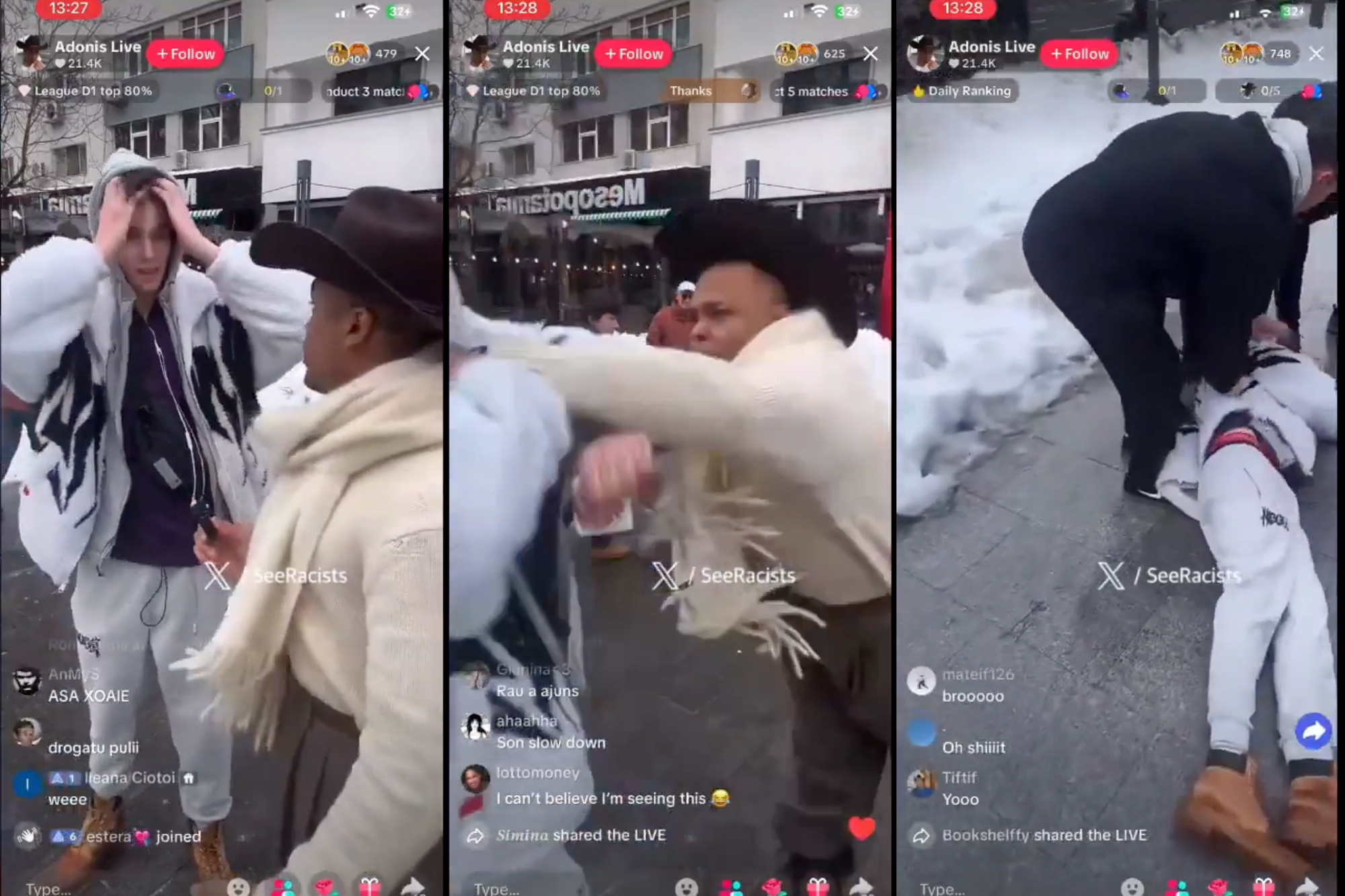 Influencerul american Adonis Live a agresat un tânăr, în direct, pe TikTok în Piața Romană. Bărbatul a fost reținut de poliție.