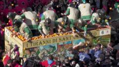 Portocale zburătoare: Oraș italian sărbătorește carnavalul cu o bătălie stradală istorică.