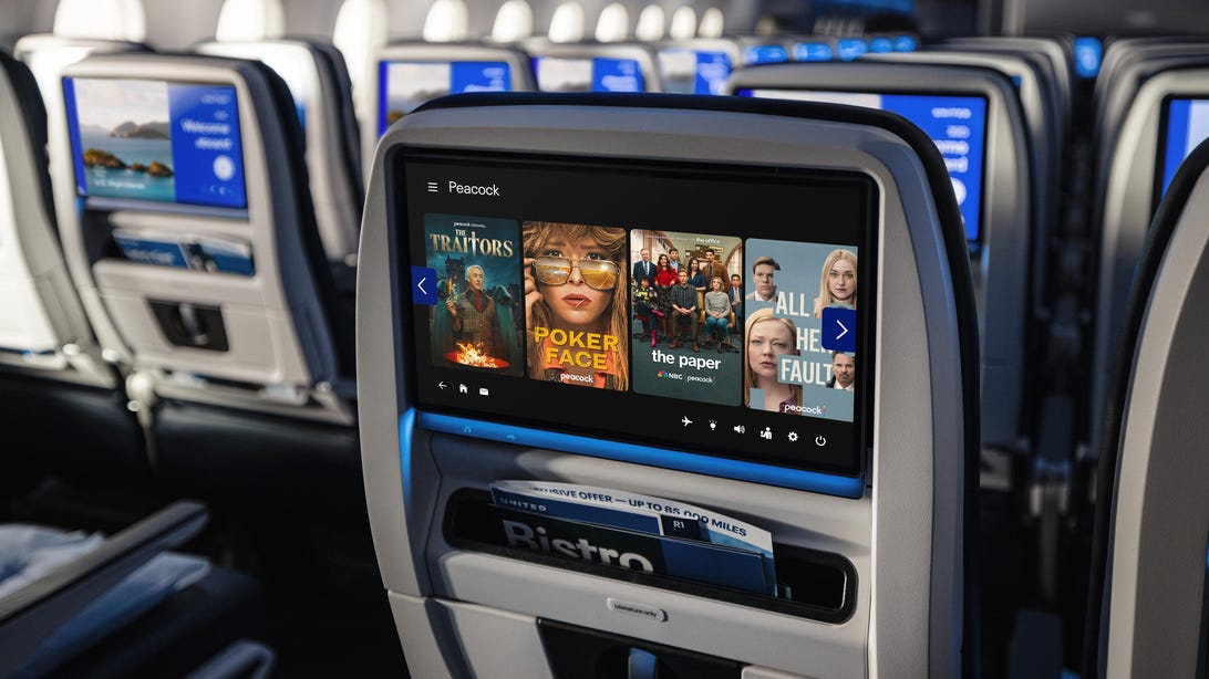 Acum poți viziona anumite emisiuni Peacock gratuit pe United Airlines.