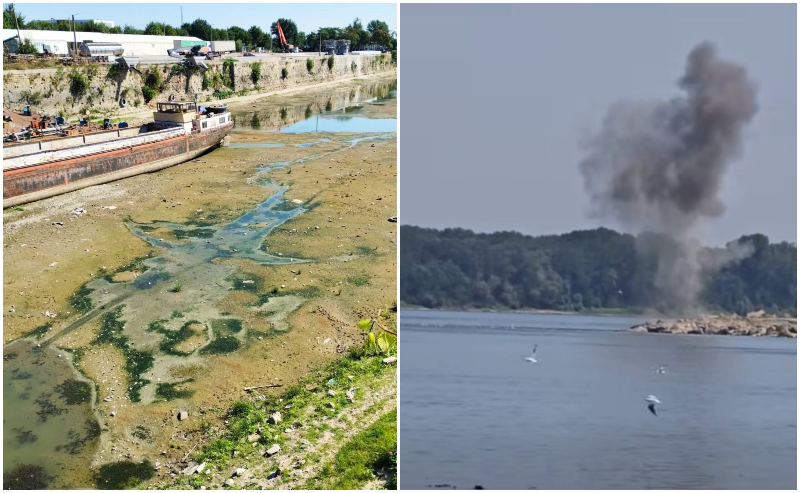 O stâncă, aruncată în aer pentru devierea Dunării: „Operațiunea se reia mâine. Vom crește treptat încărcătura cu explozibil”, anunță Armata.