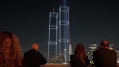 Spectacolul cu drone reînvie Turnurile Gemene deasupra orașului New York.